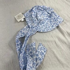The Beaufort Bonnet Company Baby Girl Blue Floral Bonnet Sz S (3m to 9m) Prairie